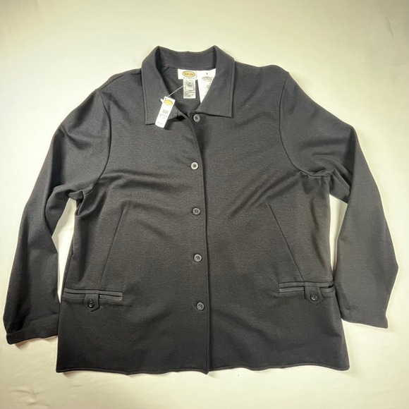 Talbots Woman Knit Blazer Jacket Button Front Pockets Black 2X‎ NWT - Picture 1 of 7